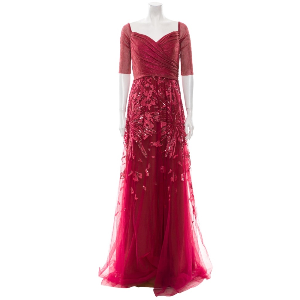 Square neckline long evening gown